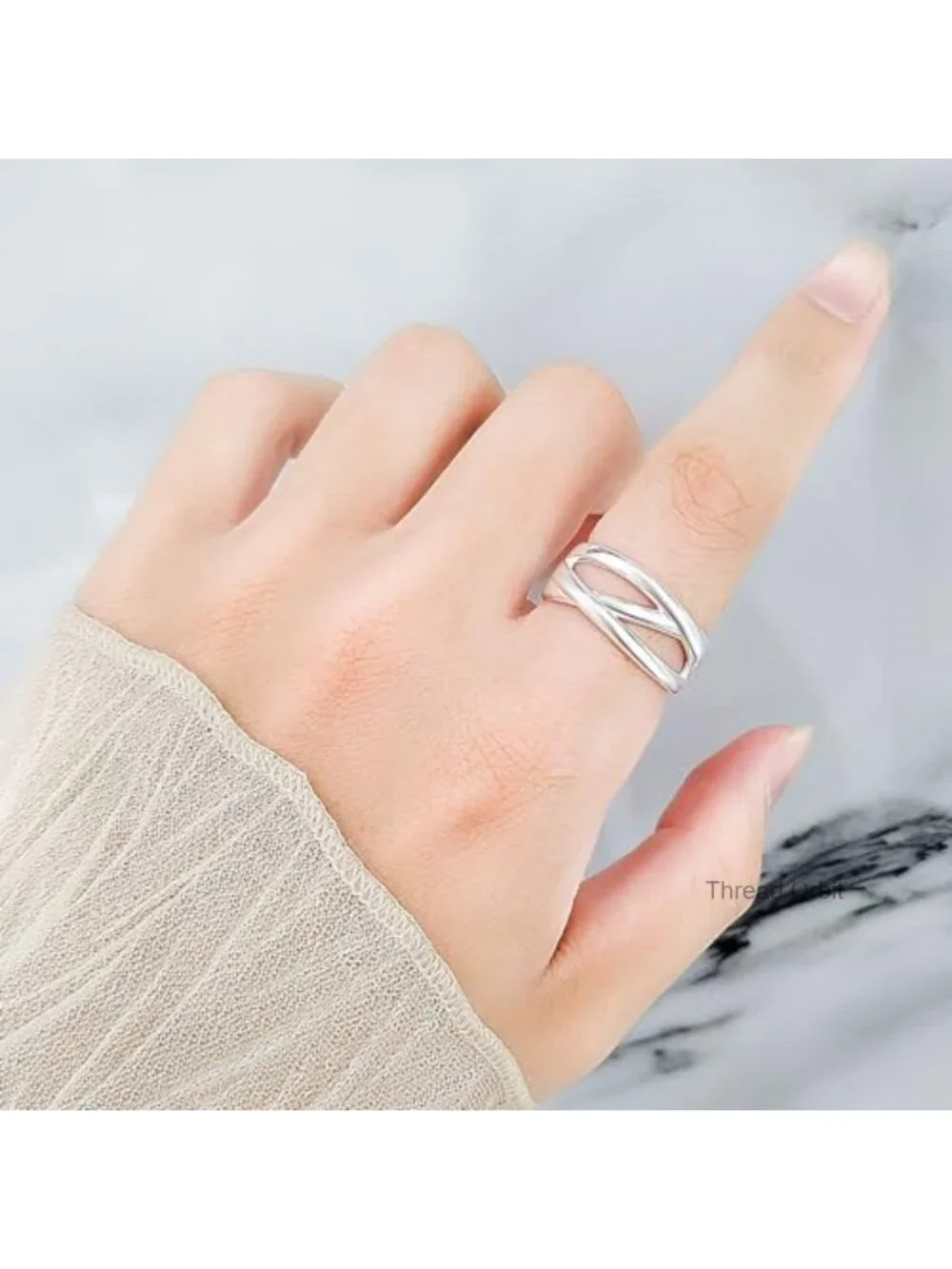 925 Sterling Silver Band Ring Adjustable Chunky Statement Ring Thumb Ring